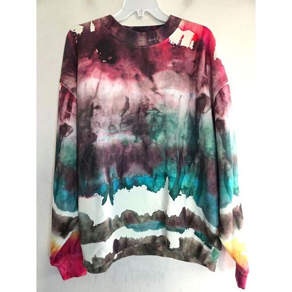 ACNE Studios Women Red Blue White "Yana Oil" Cotton Sweatshirt size X-Small - Picture 3 of 12